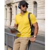 image:imageMAGCOMSEN Mens Polo Shirts Short Sleeve Cotton Pique Golf Shirts with Pocket Casual Performance Moisture Wicking PolosYellow