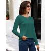 image:imageMAGCOMSEN Womens Cotton LongSleeve CrewNeck TShirt ClassicFit Shirt Soft Breathable Casual Tee Basic TopsEmerald Green
