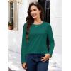 image:imageMAGCOMSEN Womens Cotton LongSleeve CrewNeck TShirt ClassicFit Shirt Soft Breathable Casual Tee Basic TopsEmerald Green