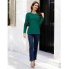 image:imageMAGCOMSEN Womens Cotton LongSleeve CrewNeck TShirt ClassicFit Shirt Soft Breathable Casual Tee Basic TopsEmerald Green