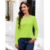 image:imageMAGCOMSEN Womens Cotton LongSleeve CrewNeck TShirt ClassicFit Shirt Soft Breathable Casual Tee Basic TopsFluorescent Green