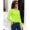 image:imageMAGCOMSEN Womens Cotton LongSleeve CrewNeck TShirt ClassicFit Shirt Soft Breathable Casual Tee Basic TopsFluorescent Green