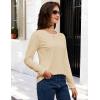 image:imageMAGCOMSEN Womens Cotton LongSleeve CrewNeck TShirt ClassicFit Shirt Soft Breathable Casual Tee Basic TopsLight Apricot