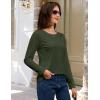 image:imageMAGCOMSEN Womens Cotton LongSleeve CrewNeck TShirt ClassicFit Shirt Soft Breathable Casual Tee Basic TopsZarmy Green