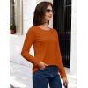 image:imageMAGCOMSEN Womens Cotton LongSleeve CrewNeck TShirt ClassicFit Shirt Soft Breathable Casual Tee Basic TopsZdeep Orange