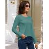 image:imageMAGCOMSEN Womens Cotton LongSleeve CrewNeck TShirt ClassicFit Shirt Soft Breathable Casual Tee Basic TopsZgray Green