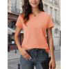 image:imageMAGCOMSEN Womens Cotton T Shirt VNeck Short Sleeve Shirt ClassicFit Casual Breathable Tee Summer Basic TopsApricot