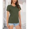 image:imageMAGCOMSEN Womens Cotton T Shirt VNeck Short Sleeve Shirt ClassicFit Casual Breathable Tee Summer Basic TopsArmy Green