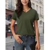 image:imageMAGCOMSEN Womens Cotton T Shirt VNeck Short Sleeve Shirt ClassicFit Casual Breathable Tee Summer Basic TopsArmy Green