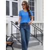 image:imageMAGCOMSEN Womens Cotton T Shirt VNeck Short Sleeve Shirt ClassicFit Casual Breathable Tee Summer Basic TopsAzure Blue