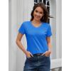 image:imageMAGCOMSEN Womens Cotton T Shirt VNeck Short Sleeve Shirt ClassicFit Casual Breathable Tee Summer Basic TopsAzure Blue