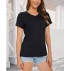 image:imageMAGCOMSEN Womens Cotton T Shirt VNeck Short Sleeve Shirt ClassicFit Casual Breathable Tee Summer Basic TopsBlack