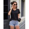 image:imageMAGCOMSEN Womens Cotton T Shirt VNeck Short Sleeve Shirt ClassicFit Casual Breathable Tee Summer Basic TopsBlack