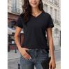 image:imageMAGCOMSEN Womens Cotton T Shirt VNeck Short Sleeve Shirt ClassicFit Casual Breathable Tee Summer Basic TopsBlack