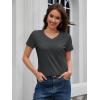image:imageMAGCOMSEN Womens Cotton T Shirt VNeck Short Sleeve Shirt ClassicFit Casual Breathable Tee Summer Basic TopsDark Gray