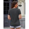 image:imageMAGCOMSEN Womens Cotton T Shirt VNeck Short Sleeve Shirt ClassicFit Casual Breathable Tee Summer Basic TopsDark Gray