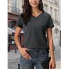 image:imageMAGCOMSEN Womens Cotton T Shirt VNeck Short Sleeve Shirt ClassicFit Casual Breathable Tee Summer Basic TopsDark Gray