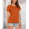 image:imageMAGCOMSEN Womens Cotton T Shirt VNeck Short Sleeve Shirt ClassicFit Casual Breathable Tee Summer Basic TopsDeep Orange