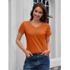 image:imageMAGCOMSEN Womens Cotton T Shirt VNeck Short Sleeve Shirt ClassicFit Casual Breathable Tee Summer Basic TopsDeep Orange