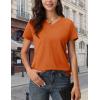 image:imageMAGCOMSEN Womens Cotton T Shirt VNeck Short Sleeve Shirt ClassicFit Casual Breathable Tee Summer Basic TopsDeep Orange