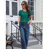 image:imageMAGCOMSEN Womens Cotton T Shirt VNeck Short Sleeve Shirt ClassicFit Casual Breathable Tee Summer Basic TopsEmerald Green