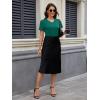 image:imageMAGCOMSEN Womens Cotton T Shirt VNeck Short Sleeve Shirt ClassicFit Casual Breathable Tee Summer Basic TopsEmerald Green