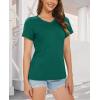 image:imageMAGCOMSEN Womens Cotton T Shirt VNeck Short Sleeve Shirt ClassicFit Casual Breathable Tee Summer Basic TopsEmerald Green