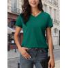 image:imageMAGCOMSEN Womens Cotton T Shirt VNeck Short Sleeve Shirt ClassicFit Casual Breathable Tee Summer Basic TopsEmerald Green