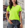 image:imageMAGCOMSEN Womens Cotton T Shirt VNeck Short Sleeve Shirt ClassicFit Casual Breathable Tee Summer Basic TopsFluorescent Green