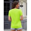 image:imageMAGCOMSEN Womens Cotton T Shirt VNeck Short Sleeve Shirt ClassicFit Casual Breathable Tee Summer Basic TopsFluorescent Green