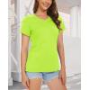 image:imageMAGCOMSEN Womens Cotton T Shirt VNeck Short Sleeve Shirt ClassicFit Casual Breathable Tee Summer Basic TopsFluorescent Green