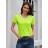 image:imageMAGCOMSEN Womens Cotton T Shirt VNeck Short Sleeve Shirt ClassicFit Casual Breathable Tee Summer Basic TopsFluorescent Green