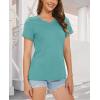 image:imageMAGCOMSEN Womens Cotton T Shirt VNeck Short Sleeve Shirt ClassicFit Casual Breathable Tee Summer Basic TopsGray Green