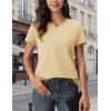 image:imageMAGCOMSEN Womens Cotton T Shirt VNeck Short Sleeve Shirt ClassicFit Casual Breathable Tee Summer Basic TopsLight Apricot