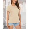 image:imageMAGCOMSEN Womens Cotton T Shirt VNeck Short Sleeve Shirt ClassicFit Casual Breathable Tee Summer Basic TopsLight Apricot