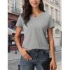 image:imageMAGCOMSEN Womens Cotton T Shirt VNeck Short Sleeve Shirt ClassicFit Casual Breathable Tee Summer Basic TopsLight Gray