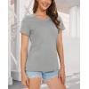 image:imageMAGCOMSEN Womens Cotton T Shirt VNeck Short Sleeve Shirt ClassicFit Casual Breathable Tee Summer Basic TopsLight Gray