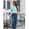 image:imageMAGCOMSEN Womens Cotton T Shirt VNeck Short Sleeve Shirt ClassicFit Casual Breathable Tee Summer Basic TopsLight Lakeblue