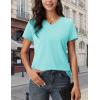 image:imageMAGCOMSEN Womens Cotton T Shirt VNeck Short Sleeve Shirt ClassicFit Casual Breathable Tee Summer Basic TopsLight Lakeblue