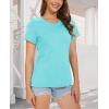 image:imageMAGCOMSEN Womens Cotton T Shirt VNeck Short Sleeve Shirt ClassicFit Casual Breathable Tee Summer Basic TopsLight Lakeblue