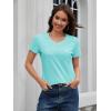 image:imageMAGCOMSEN Womens Cotton T Shirt VNeck Short Sleeve Shirt ClassicFit Casual Breathable Tee Summer Basic TopsLight Lakeblue