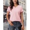 image:imageMAGCOMSEN Womens Cotton T Shirt VNeck Short Sleeve Shirt ClassicFit Casual Breathable Tee Summer Basic TopsLight Pink