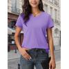 image:imageMAGCOMSEN Womens Cotton T Shirt VNeck Short Sleeve Shirt ClassicFit Casual Breathable Tee Summer Basic TopsLight Purple