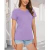 image:imageMAGCOMSEN Womens Cotton T Shirt VNeck Short Sleeve Shirt ClassicFit Casual Breathable Tee Summer Basic TopsLight Purple