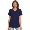 image:imageMAGCOMSEN Womens Cotton T Shirt VNeck Short Sleeve Shirt ClassicFit Casual Breathable Tee Summer Basic TopsNavy Blue