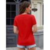 image:imageMAGCOMSEN Womens Cotton T Shirt VNeck Short Sleeve Shirt ClassicFit Casual Breathable Tee Summer Basic TopsTomato Red
