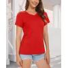 image:imageMAGCOMSEN Womens Cotton T Shirt VNeck Short Sleeve Shirt ClassicFit Casual Breathable Tee Summer Basic TopsTomato Red