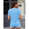 image:imageMAGCOMSEN Womens Cotton T Shirt VNeck Short Sleeve Shirt ClassicFit Casual Breathable Tee Summer Basic TopsWaterfall Blue