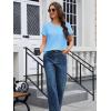 image:imageMAGCOMSEN Womens Cotton T Shirt VNeck Short Sleeve Shirt ClassicFit Casual Breathable Tee Summer Basic TopsWaterfall Blue
