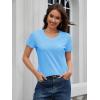 image:imageMAGCOMSEN Womens Cotton T Shirt VNeck Short Sleeve Shirt ClassicFit Casual Breathable Tee Summer Basic TopsWaterfall Blue